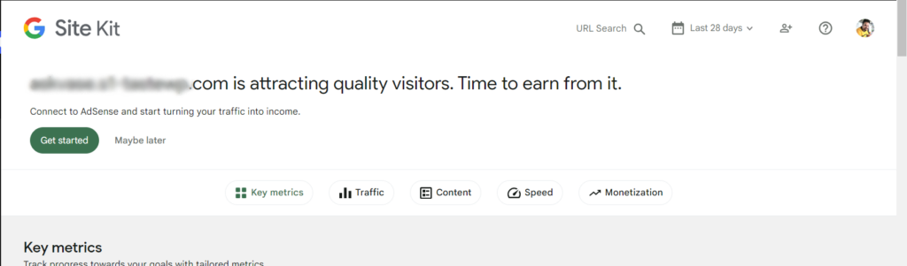 The notice displayed when your site has been identified as high potential for earnings